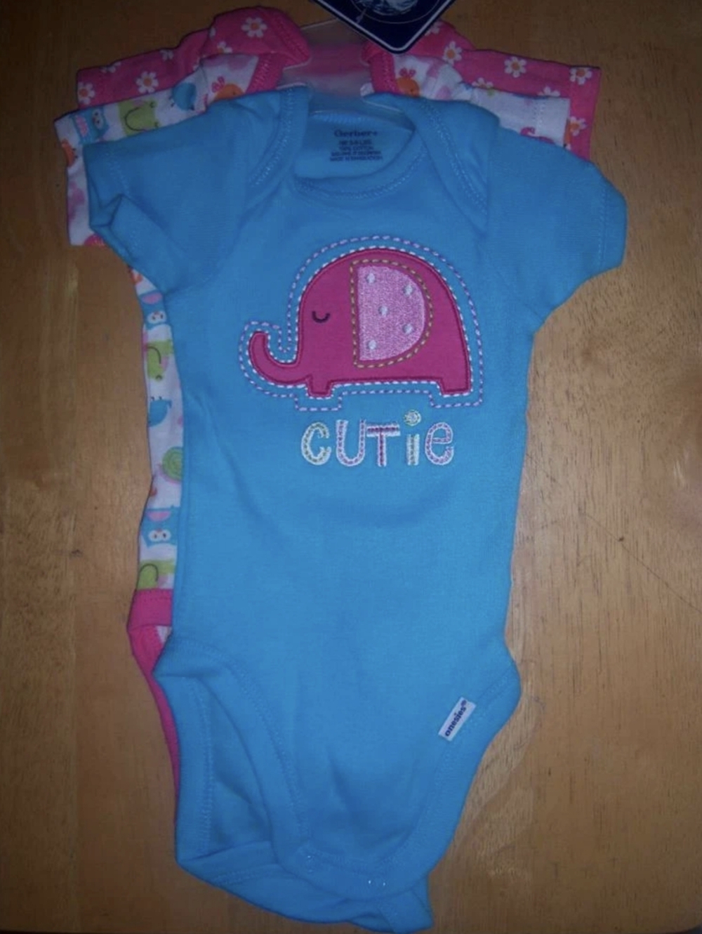 NWT Gerber Baby Girl Onesies 3-Pack Newborn Elephant Floral Baby Shower Gift